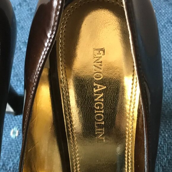 ENZO ANGIOLINI Heels- Patent Leather Peep Toe (Brown) - Picture 7 of 12